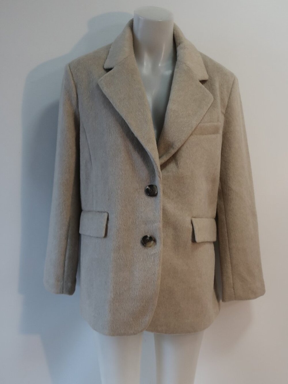 NWT If Only Studio Beige (Item-12) '5DX Mink' Wool Blend Alpace Blazer Jacket S
